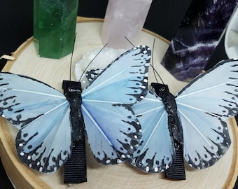 Blue Butterfly Hair Clips, Space Butterfly Snap Clips,Butterfly Hair Clip, Hair Clips For Women, Feather Hair Clip,Butterfly Wings Hair Bows