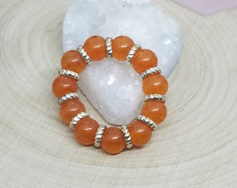 Orange Quartz Ring, Orange Crystal Ring, Large Stone Ring, Orange Quartz Meditation Ring, Orange Boho Ring, Quartz Witch Ring,Quartz Crystal