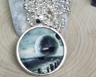 Outer Space Necklace, Space Age Planet Necklace, Outer Worlds Galaxy Necklace, Solar System Astronomy Gifts, Photo Pendant Planet Necklace