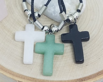 Crystal Cross Jewelry Set, Crystal Cross Necklace, Crystal Cross Pendant, Christian Jewelry,Stone Cross Pendant,Crystal Stone Cross Necklace