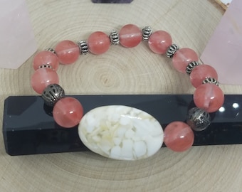 Cherry Quartz Crystal Bracelet, Bracelets For Women, Cherry Quartz Gemstone Bracelet, Quartz Beaded Bracelet, Cherry Quartz Beaded Jewelry