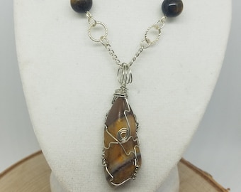 Tigers Eye Necklace,Solar Plexus Chakra Jewelry,Root Chakra Protection Necklace,Tigers Eye Wicca Jewelry,Solar Plexus Chakra Crystal Jewelry