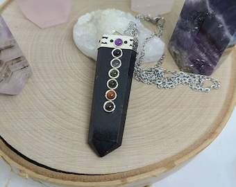 Tourmaline Crystal Pendulum Necklace, Black Tourmaline Crystal Necklace, Black Tourmaline Pendant, Tourmaline Crystal Necklace