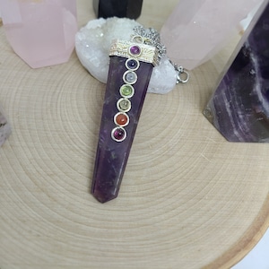 Amethyst Crystal Pendulum Necklace: Chakra Point, Divination Tool