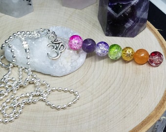 OM Chakra Necklace, OM Necklace, OM Crystal Necklace, Pride Necklace, Om Crystal Healing, Om Crystal Pendant, Empath Protection Necklace