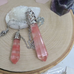 Kirschquarz Halskette, Kirschquarz Kristall Pendel, Kirschquarz Pendel Halskette, Kirschquarz Chakra Halskette, Empath Schutz