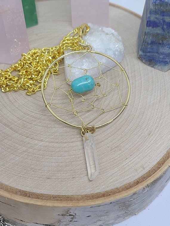 Turtleland 925 Sterling Silver Turquoise Dream Catcher Necklace – Vintage Style Pendant & Chain