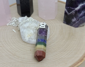 Super Seven Chakra Necklace, Super Seven Crystal Pendulum, Pendulum Necklace, Positive Energy Pendant Necklace, Earth Necklace Pendulum