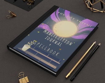 Motivational Hardcover Journal - Manifestation & Spellbook, Positive Affirmation Notebook, Gift for Witches, Intention Planner, Spiritual
