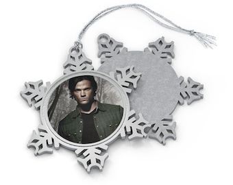 Sam Winchester Pewter Christmas Ornament, Supernatural Snowflake Decoration