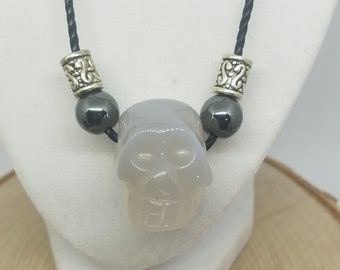 Skull Necklace, Crystal Skull Necklace, Opal Skull Pendant, Opal Skull Necklace, Opalite Necklace, Opalite Jewelry, Empath Protection