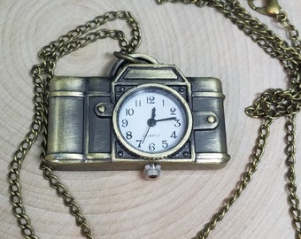 Camera Necklace, Watch Pendant Necklace, Watches For Men, Ladies Watch Necklace, Camera Pendant Necklace, Brass Pendant Necklace