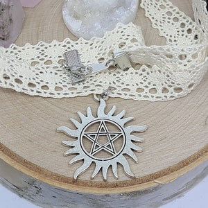 Supernatural Pentacle Choker: Cotton Lace Necklace