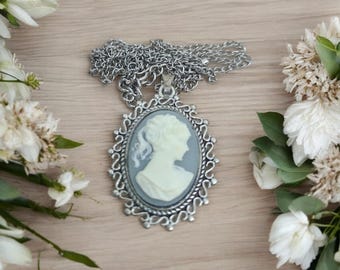 Cameo Pendant Necklace, Cameo Cabochon, Cameo Vintage Jewelry, Silhouette Cameo Necklace, Cameo Boho Necklace, Cameo Vintage Necklace