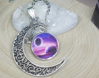 Planet Mars Pendant Necklace, Planet Mars Photo Pendant,Planet Mars Space Necklace,Outer Space Planet Necklace,Planet Mars Moon Necklace