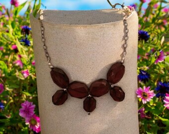 Acrylic Necklace, Hematite Necklace, Brown Necklace, Beaded Necklace, Chunky Necklace, Bib Necklace