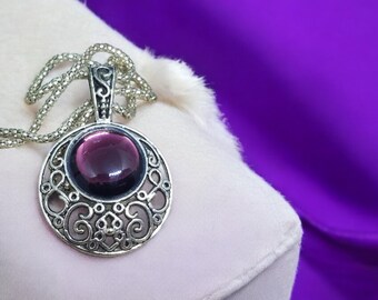 Amethyst Crystal Necklace, Amethyst Gothic Necklace, Amethyst Steampunk Necklace, Amethyst Wiccan Jewelry, Amethyst Witch Necklace