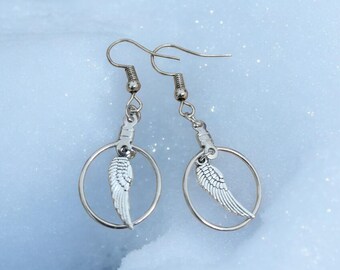 Supernatural Castiel Angel Wing Earrings, Angel Wing Earrings, Fairy Wings Hoop Earrings, Tiny Hoop Earrings, Castiel Small Hoop Earrings