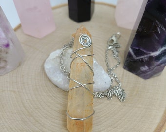 Lemurian Quartz Necklace, Lemurian Seed Pendulum Necklace, Lemurian Crystal Necklace, Lemurian Crystal Pendulum Necklace, Stone Necklace