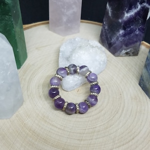 Amethyst Ring, Amethyst Crystal Ring, Large Stone Ring, Healing Crystal Ring,Amethyst Crystal Stretch Rings,Amethyst Crystal Celestial Rings image 7