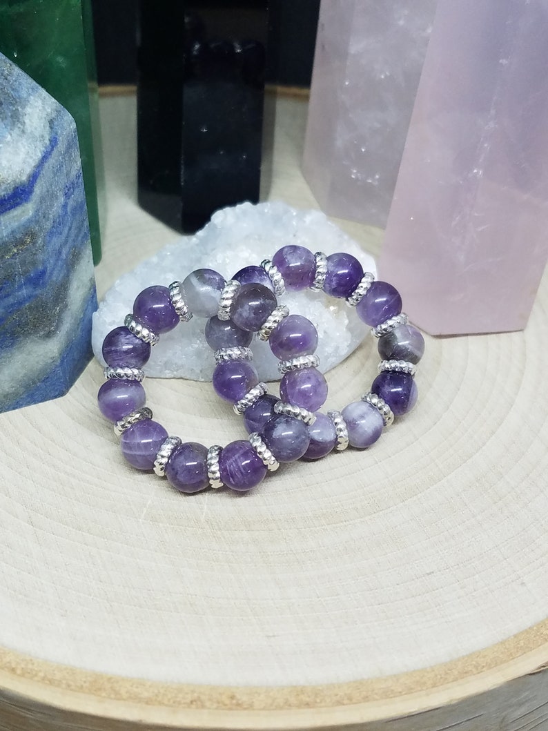 Amethyst Ring, Amethyst Crystal Ring, Large Stone Ring, Healing Crystal Ring,Amethyst Crystal Stretch Rings,Amethyst Crystal Celestial Rings image 1