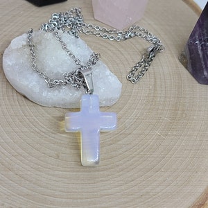Opal Cross Necklace, Opal Crystal Cross Necklace, Opal Cross Pendant, Opal Pendant Necklace, Cross Necklace Men, Opal Cross Jewelry
