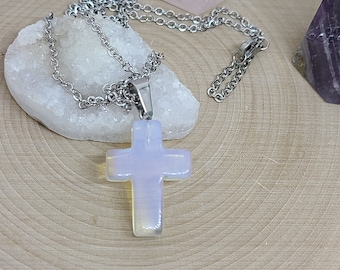 Opal Cross Necklace, Opal Crystal Cross Necklace, Opal Cross Pendant, Opal Pendant Necklace, Cross Necklace Men, Opal Cross Jewelry