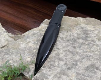 Obsidian Crystal Athame, Athame Crystal Dagger, Black Obsidian Dagger, Empath Protection Wiccan Decor, Crystal Athame Letter Opener