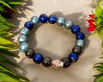 Skull Bracelet, Skull Hematite Bracelet, Skull Gothic Bracelet, Skull Boho Bracelet, Skull Steampunk Bracelet, Skull Stretch Bracelet