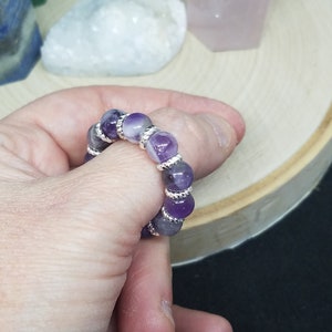 Amethyst Ring, Amethyst Crystal Ring, Large Stone Ring, Healing Crystal Ring,Amethyst Crystal Stretch Rings,Amethyst Crystal Celestial Rings image 4