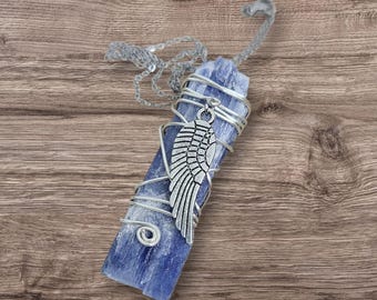 Blue Kyanite Necklace, Kyanite Crystal Necklace, Raw Crystal Necklace,Kyanite Angel Wing Necklace,Raw Stone Necklace,Kyanite Crystal Pendant