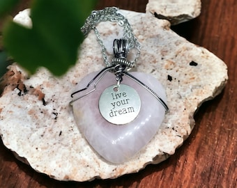 Rose Quartz Heart Necklace, Rose Quartz Necklace, Rose Quartz Crystal Heart Pendant, Rose Quartz Protection Amulet, Rose Quartz Pendant