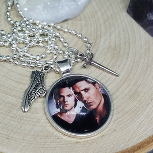 Dean Winchester Photo Necklace, Sam Winchester Photo Jewelry, Supernatural Pendant Necklace, Supernatural Charm Necklace, Supernatural Gift image 4