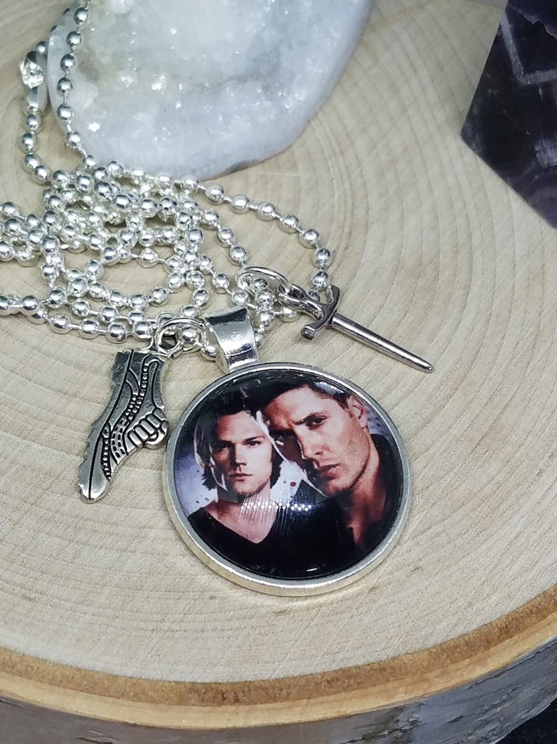 Dean Winchester Photo Necklace, Sam Winchester Photo Jewelry, Supernatural Pendant Necklace, Supernatural Charm Necklace, Supernatural Gift image 4