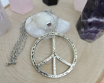 Peace Necklace, Peace Sign Necklace, Peace Sign Pendant Necklace, Peace Pendant Charm Necklace, Hippie Necklace, Peace Sign Boho Necklace