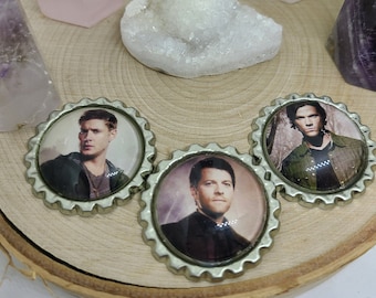 Supernatural Magnet Set,Supernatural Bottle Cap Magnets,Supernatural Photo Magnets,Supernatural Fridge Magnet,Sam Winchester,Dean Winchester