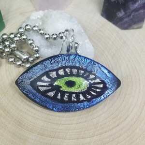 Geblasen Glas Evil Eye Anhänger Halskette: Silber Choker, 18 Inch
