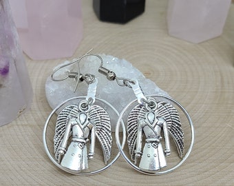 Supernatural Castiel Angel Wing Earrings, Castiel Angel Earrings, Silver Hoop Earrings, Angel Wing Earrings, Castiel Hoop Earrings