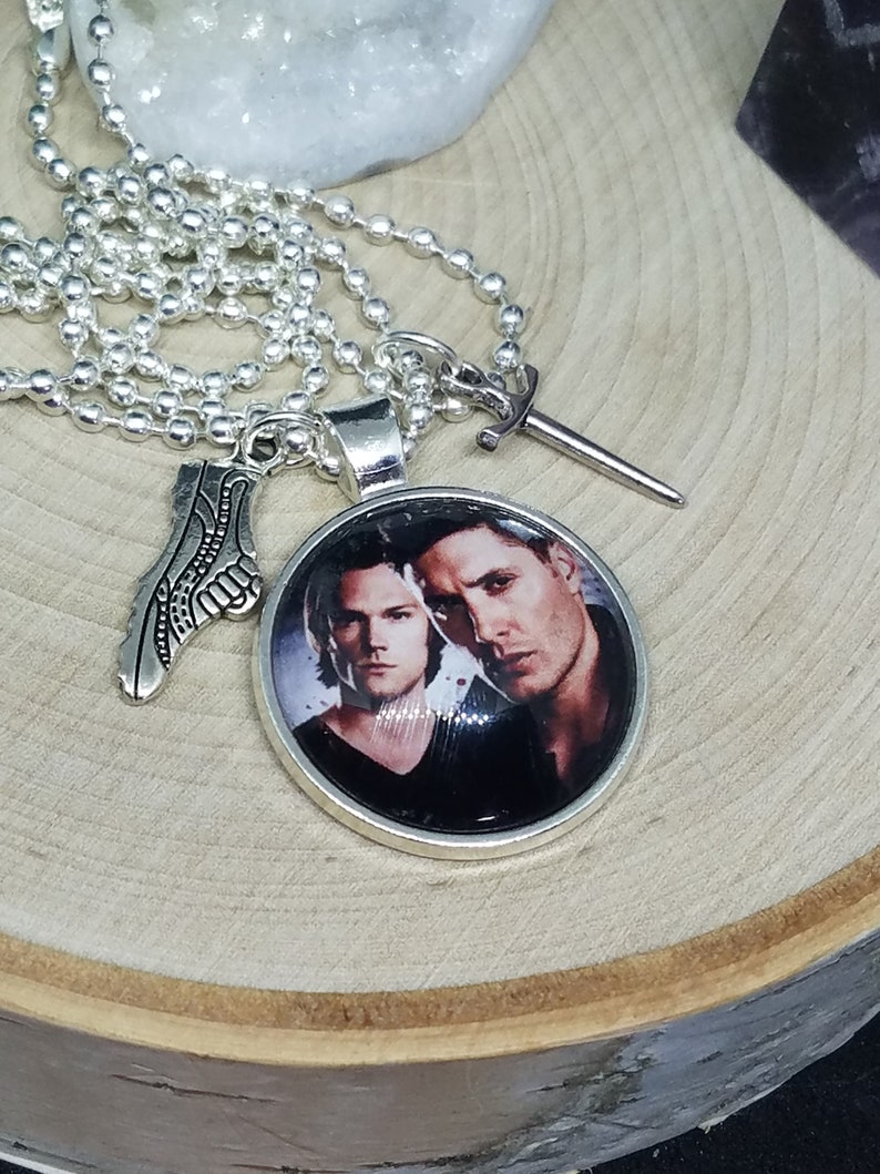 Dean Winchester Photo Necklace, Sam Winchester Photo Jewelry, Supernatural Pendant Necklace, Supernatural Charm Necklace, Supernatural Gift image 5
