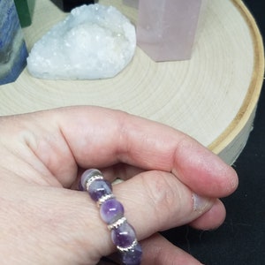 Amethyst Ring, Amethyst Crystal Ring, Large Stone Ring, Healing Crystal Ring,Amethyst Crystal Stretch Rings,Amethyst Crystal Celestial Rings image 3