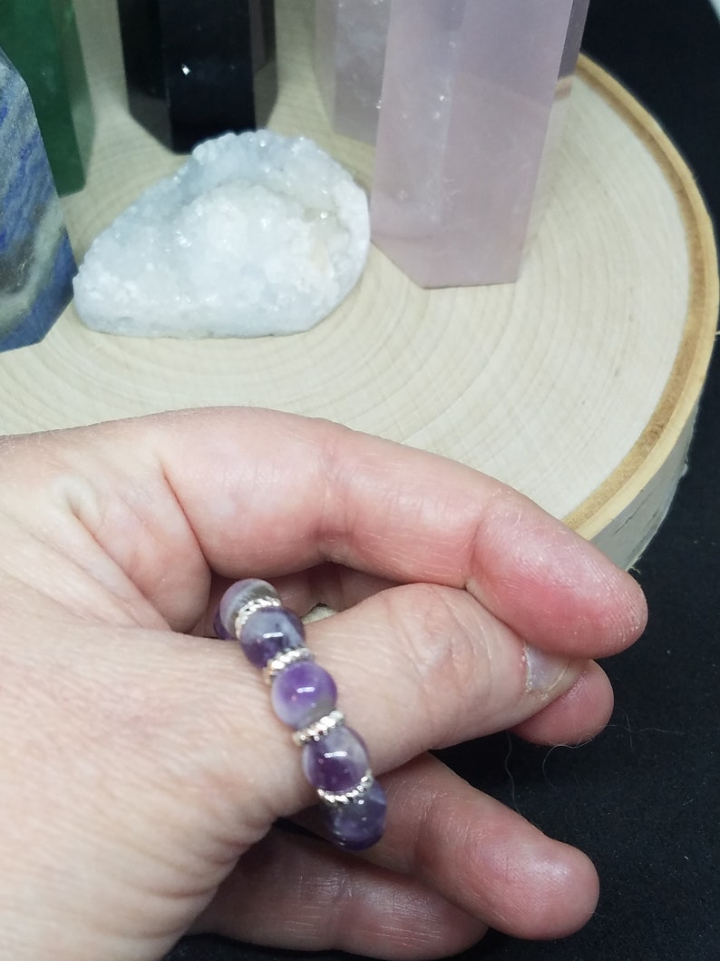 Amethyst Ring, Amethyst Crystal Ring, Large Stone Ring, Healing Crystal Ring,Amethyst Crystal Stretch Rings,Amethyst Crystal Celestial Rings image 3