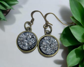 Druzy Silver Earrings, Druzy Goth Earrings, Druzy Witchy Earrings, Druzy Earrings Dangle, Druzy Earrings Dangle, Druzy Stone Earrings
