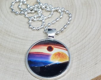 Outer Banks Pendant Necklace, Space Necklace, Outer Space Planet Necklace, Space Photo Necklace, Space Photo Pendant, Planet Necklace