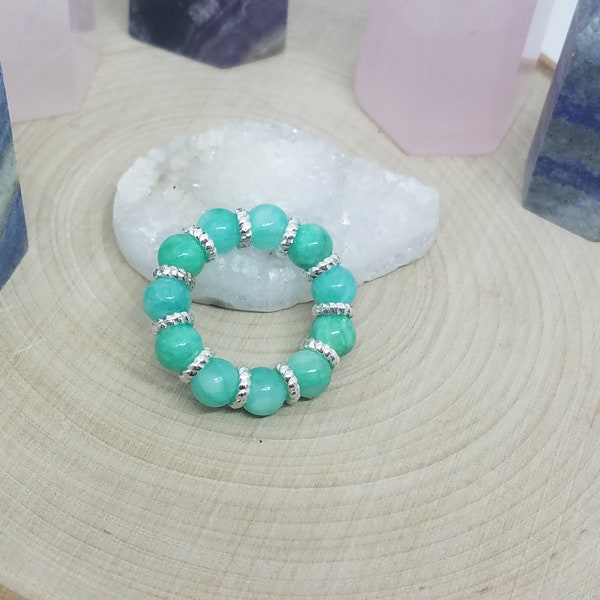 Turquoise Crystal Ring, Healing Crystal Ring, Turquoise Meditation Ring,Turquoise Gemstone Ring,Turquoise Wicca Ring,Turquoise Stretch Rings