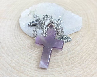 Amethyst Cross Necklace, Amethyst Crystal Cross, Amethyst Necklace, Amethyst Cross Pendant, Mens Cross Necklace, Religious Jewelry