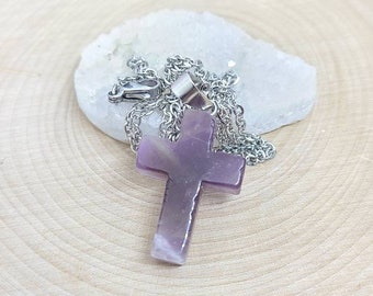 Amethyst Cross Necklace, Amethyst Crystal Cross, Amethyst Necklace, Amethyst Cross Pendant, Mens Cross Necklace, Religious Jewelry