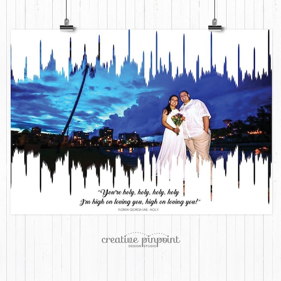 Custom Sound Wave Art Print - Voice Wave - Custom Soundwave Art - Wedding Gift - First Dance - Anniversary Gift - Wedding Song - Song Lyric Il_570xn