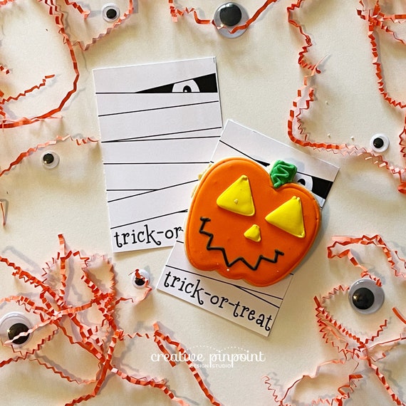 Halloween Cookies - Halloween Cookie Card - Tick-or-Treat Tag - Halloween Tag - Pumpkin Invitation - Pumpkin Cookie - Pumpkin Baby Shower Il_570xn