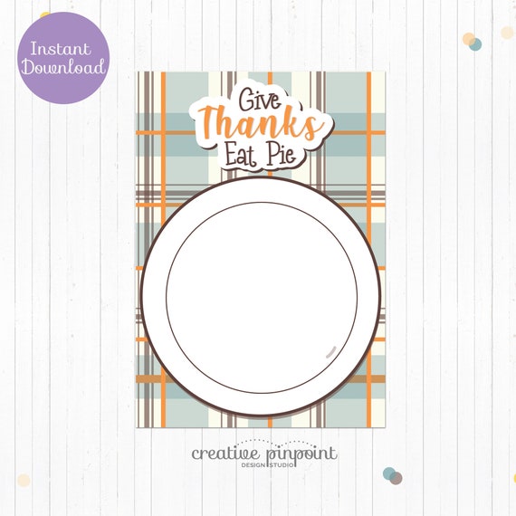 Thanksgiving Day Cookie Card - Thanksgiving Cookies - Thanksgiving Tags - Thanksgiving Cards - Thanksgiving Plate Pumpkin Pie - Eat Pie Sign Il_570xn