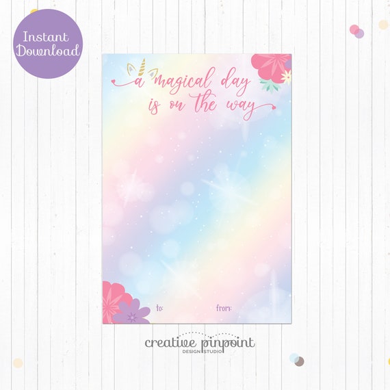 Unicorn Cookie Card - Unicorn Cookie - A Magical Day Is On The Way - Unicorn Birthday Party Favor - Unicorn Birthday Il_570xn